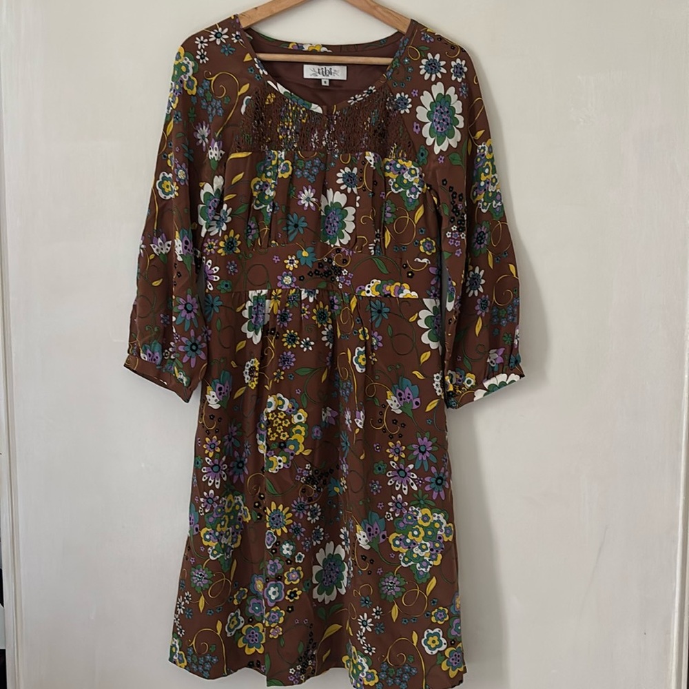 Tibi Brown Floral Dress